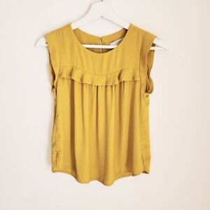 Loft Mustard Ruffle Top Size XSP